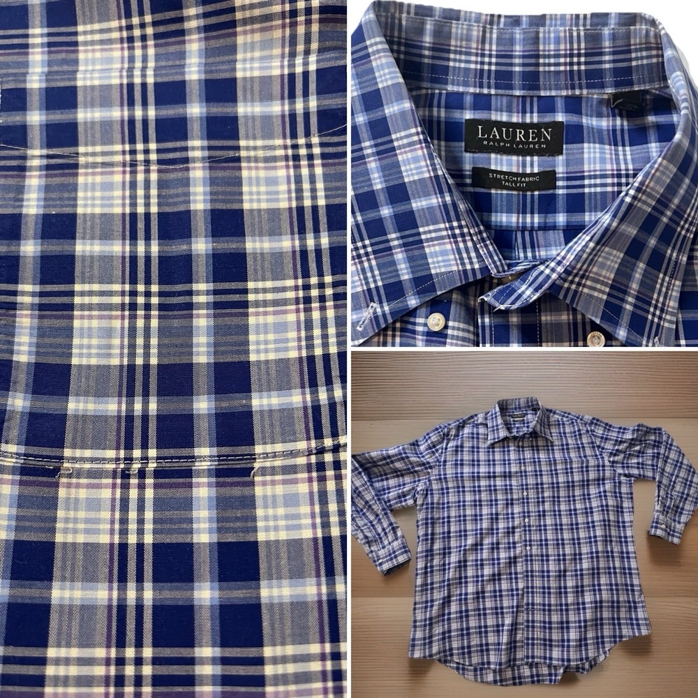 Lauren Ralph Lauren Black Label Dress Shirt 18.5 36/37 Stretch Tall Fit (054)